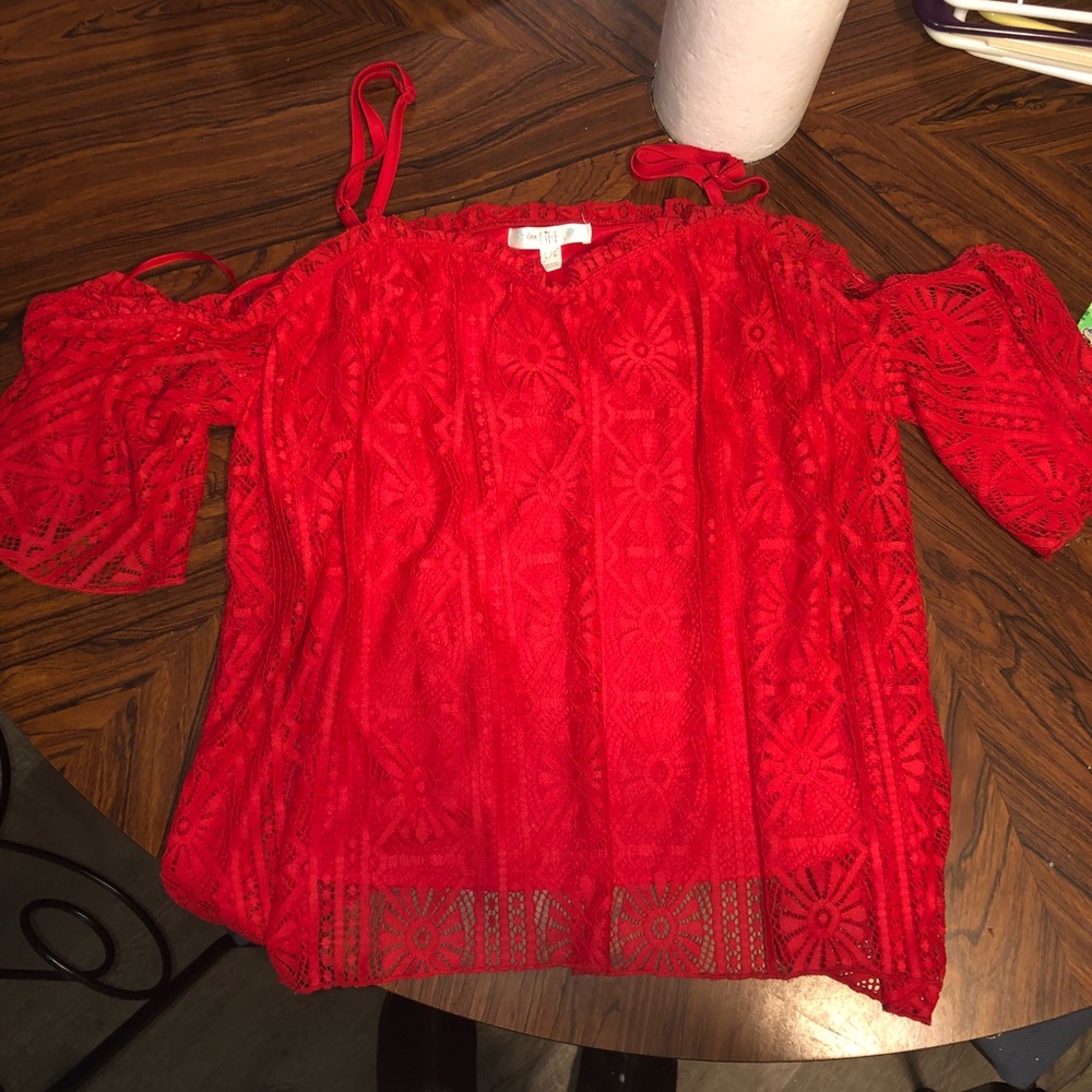 Cold Shoulder Red Top